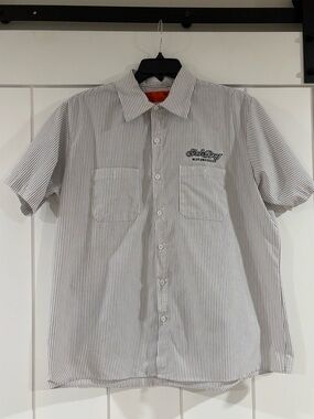 Vintage Striped Sick Boy Motorcycles Work Button Down in Size XL